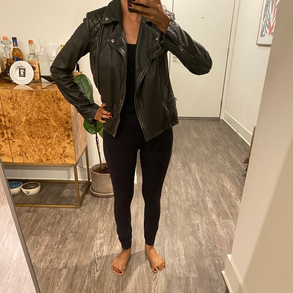 Allsaints Distressed Leather Biker Jacket